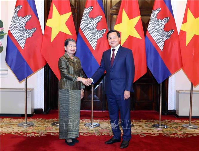 Phó Thủ tướng Lê Minh Khái tiếp và làm việc với Phó Thủ tướng Campuchia Men Sam An