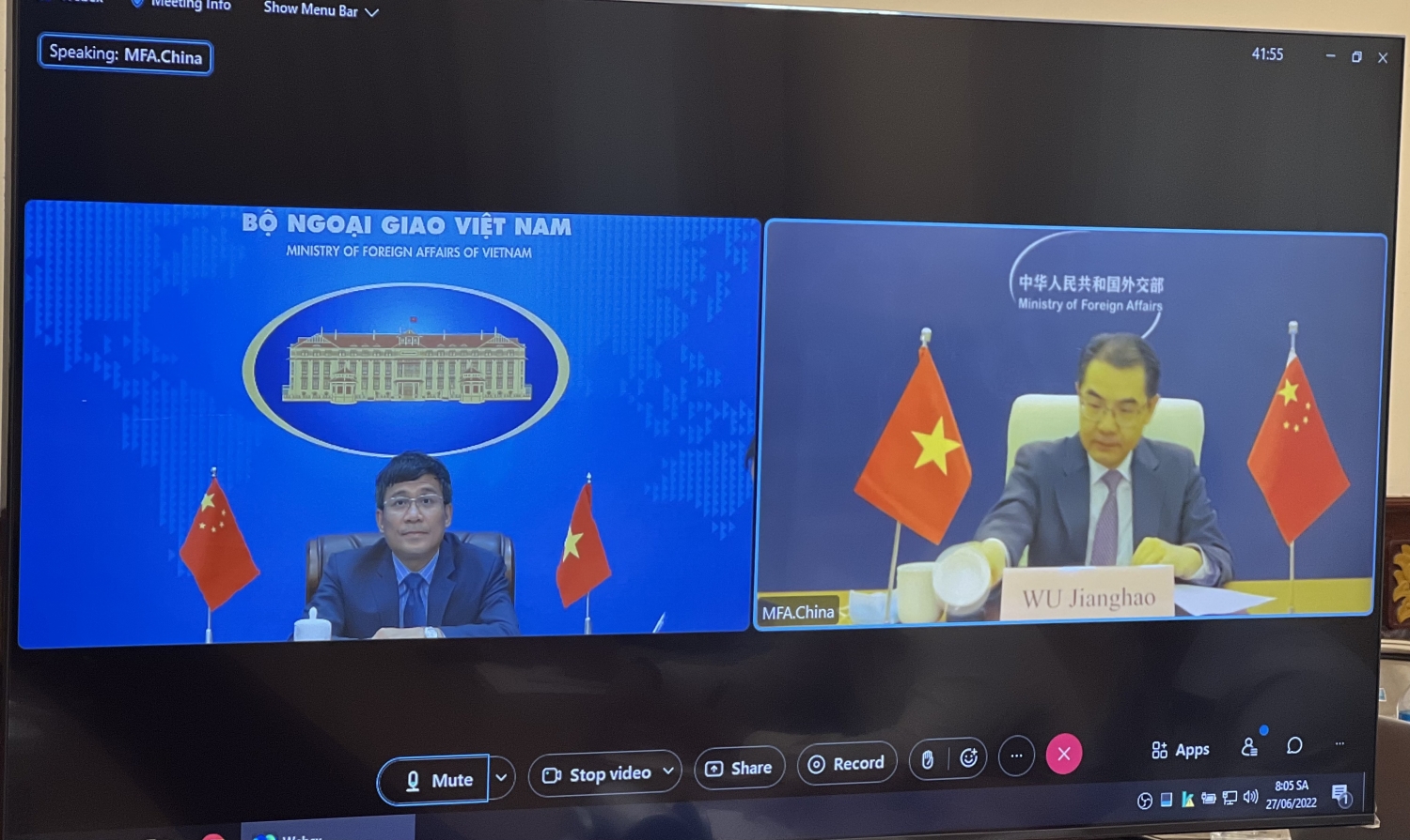 Hội đàm trực tuyến giữa hai Tổng Thư ký Ủy ban chỉ đạo hợp tác song phương  Việt Nam - Trung Quốc