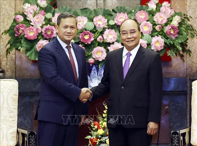 Chủ tịch nước Nguyễn Xuân Phúc tiếp Đại tướng Hun Manet, Phó Tổng tư lệnh Quân đội Hoàng gia Campuchia
